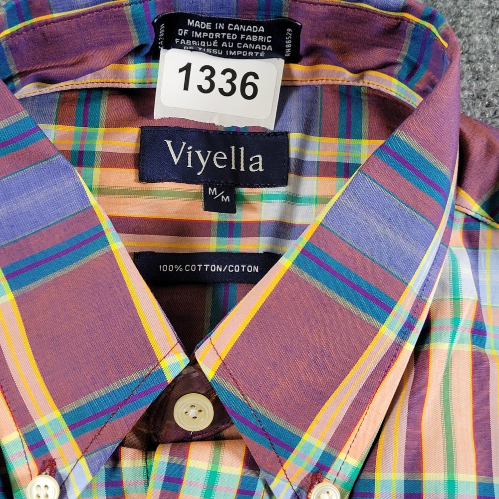 Viyella Shirt Men's Medium Button Down Collar Plaid Short Sleeve - Picture 8 of 8